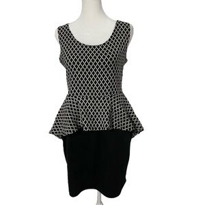 Have Diamond Patterned Peplum Mini Dress